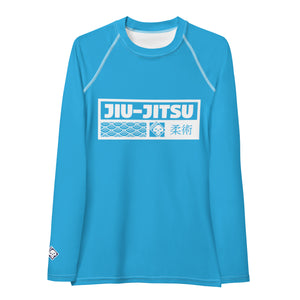 Womens Long Sleeve BJJ Rash Guard - Jiu-Jitsu 005 - Cyan BJJ Exclusive Jiu-Jitsu Long Sleeve Rash Guard Womens