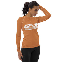 Womens Long Sleeve BJJ Rash Guard - Jiu-Jitsu 007 - Raw Sienna BJJ Exclusive Jiu-Jitsu Long Sleeve Rash Guard Womens