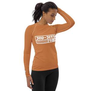 Womens Long Sleeve BJJ Rash Guard - Jiu-Jitsu 007 - Raw Sienna BJJ Exclusive Jiu-Jitsu Long Sleeve Rash Guard Womens