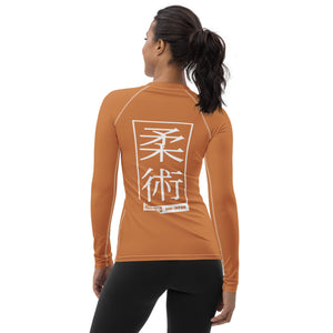 Womens Long Sleeve BJJ Rash Guard - Jiu-Jitsu 007 - Raw Sienna BJJ Exclusive Jiu-Jitsu Long Sleeve Rash Guard Womens