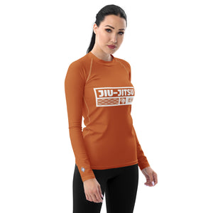 Womens Long Sleeve BJJ Rash Guard - Jiu-Jitsu 007 - Raw Sienna BJJ Exclusive Jiu-Jitsu Long Sleeve Rash Guard Womens