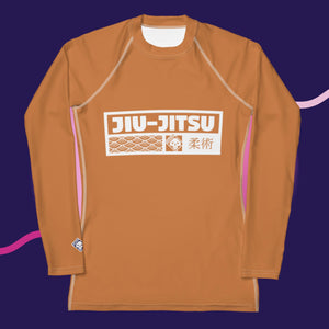 Womens Long Sleeve BJJ Rash Guard - Jiu-Jitsu 007 - Raw Sienna BJJ Exclusive Jiu-Jitsu Long Sleeve Rash Guard Womens