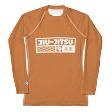 Womens Long Sleeve BJJ Rash Guard - Jiu-Jitsu 007 - Raw Sienna BJJ Exclusive Jiu-Jitsu Long Sleeve Rash Guard Womens