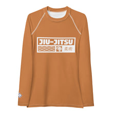 Womens Long Sleeve BJJ Rash Guard - Jiu-Jitsu 007 - Raw Sienna BJJ Exclusive Jiu-Jitsu Long Sleeve Rash Guard Womens