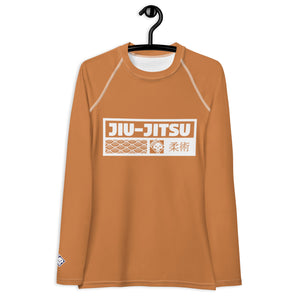 Womens Long Sleeve BJJ Rash Guard - Jiu-Jitsu 007 - Raw Sienna BJJ Exclusive Jiu-Jitsu Long Sleeve Rash Guard Womens