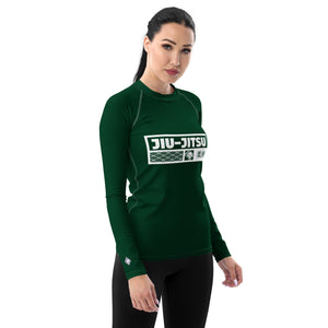 Womens Long Sleeve BJJ Rash Guard - Jiu-Jitsu 008 - Sherwood Forest BJJ Exclusive Jiu-Jitsu Long Sleeve Rash Guard Womens