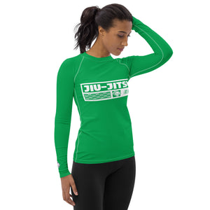 Womens Long Sleeve BJJ Rash Guard - Jiu-Jitsu 009 - Jade BJJ Exclusive Jiu-Jitsu Long Sleeve Rash Guard Womens