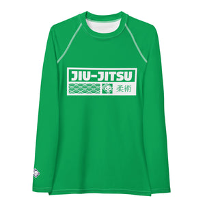 Womens Long Sleeve BJJ Rash Guard - Jiu-Jitsu 009 - Jade BJJ Exclusive Jiu-Jitsu Long Sleeve Rash Guard Womens