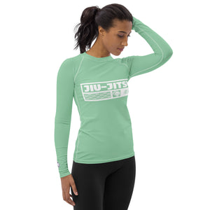 Womens Long Sleeve BJJ Rash Guard - Jiu-Jitsu 010 - Vista Blue BJJ Exclusive Jiu-Jitsu Long Sleeve Rash Guard Womens