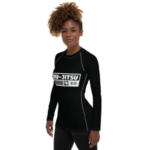 Womens Long Sleeve BJJ Rash Guard - Jiu-Jitsu 015 - Noir BJJ Exclusive Jiu-Jitsu Long Sleeve Rash Guard Womens