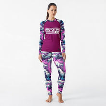 Women’s Long Sleeve BJJ Rash Guard and Leggings — Purple Wave Jiu‑Jitsu Set