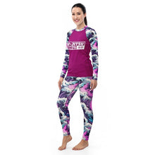 Women’s Long Sleeve BJJ Rash Guard and Leggings — Purple Wave Jiu‑Jitsu Set