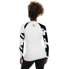 Women's Long Sleeve Classic Jiu-Jitsu Rash Guard - Houndstooth 001 Blanc