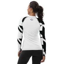 Women's Long Sleeve Classic Jiu-Jitsu Rash Guard - Houndstooth 001 Blanc