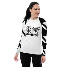 Women's Long Sleeve Classic Jiu-Jitsu Rash Guard - Houndstooth 001 Blanc