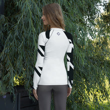 Women's Long Sleeve Classic Jiu-Jitsu Rash Guard - Houndstooth 001 Blanc