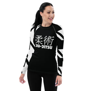 Women's Long Sleeve Classic Jiu-Jitsu Rash Guard - Houndstooth 001 Noir