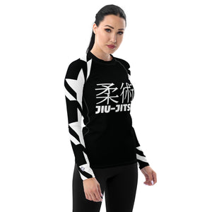 Women's Long Sleeve Classic Jiu-Jitsu Rash Guard - Houndstooth 001 Noir