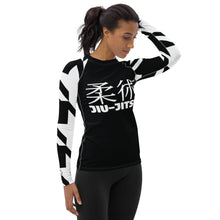 Women's Long Sleeve Classic Jiu-Jitsu Rash Guard - Houndstooth 001 Noir