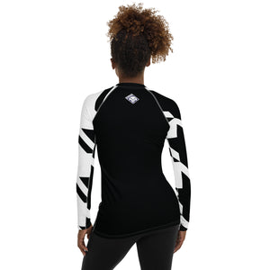 Women's Long Sleeve Classic Jiu-Jitsu Rash Guard - Houndstooth 001 Noir