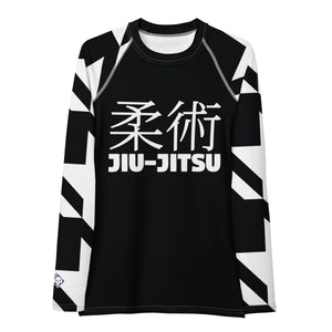 Women's Long Sleeve Classic Jiu-Jitsu Rash Guard - Houndstooth 001 Noir