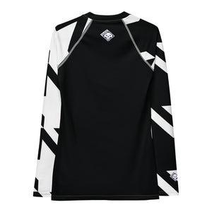 Women's Long Sleeve Classic Jiu-Jitsu Rash Guard - Houndstooth 001 Noir