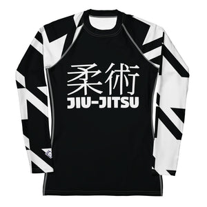 Women's Long Sleeve Classic Jiu-Jitsu Rash Guard - Houndstooth 001 Noir