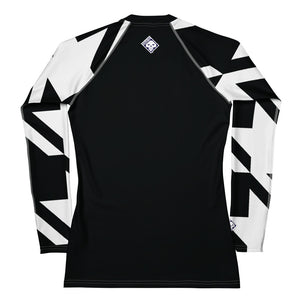 Women's Long Sleeve Classic Jiu-Jitsu Rash Guard - Houndstooth 001 Noir