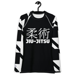 Women's Long Sleeve Classic Jiu-Jitsu Rash Guard - Houndstooth 001 Noir