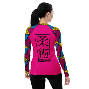 Women's Long Sleeve No Gi BJJ Rash Guard - Ankara Wax Print Rash Guard 002 Exclusive Long Sleeve Rash Guards Rashguard Womens