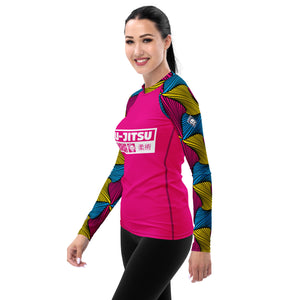 Women's Long Sleeve No Gi BJJ Rash Guard - Ankara Wax Print Rash Guard 003 Exclusive Jiu-Jitsu Jiujitsu Long Sleeve Rash Guards Rashguard Womens