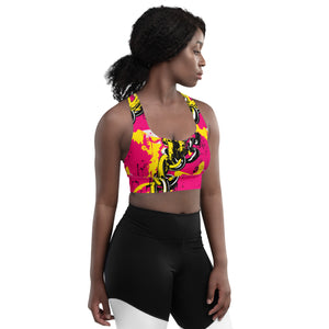 Women's Mile After Mile - Golden Chains 001 Longline Racer Back Sports Bra Exclusive Running Sports Bra Womens