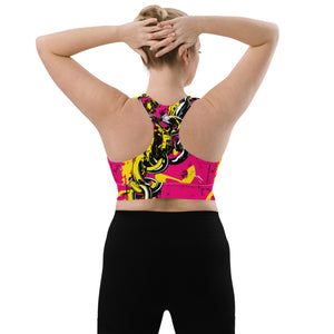 Women's Mile After Mile - Golden Chains 001 Longline Racer Back Sports Bra Exclusive Running Sports Bra Womens