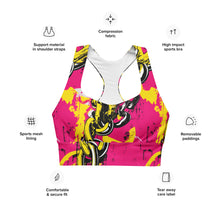 Women's Mile After Mile - Golden Chains 001 Longline Racer Back Sports Bra Exclusive Running Sports Bra Womens