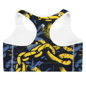 Women's Mile After Mile - Golden Chains 002 Racer Back Sports Bra Exclusive Running Sports Bra Womens