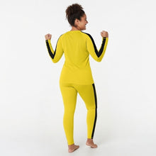 Kill Bill Vibes: Plus Size Women's Long Sleeve Rash Guard and Yoga Pants Ensemble