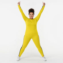 Kill Bill Vibes: Plus Size Women's Long Sleeve Rash Guard and Yoga Pants Ensemble