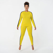 Kill Bill Vibes: Plus Size Women's Long Sleeve Rash Guard and Yoga Pants Ensemble