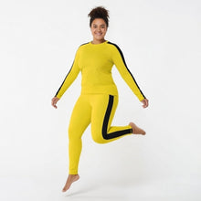 Kill Bill Vibes: Plus Size Women's Long Sleeve Rash Guard and Yoga Pants Ensemble