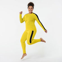 Kill Bill Vibes: Plus Size Women's Long Sleeve Rash Guard and Yoga Pants Ensemble
