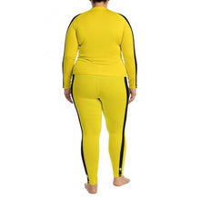Kill Bill Vibes: Plus Size Women's Long Sleeve Rash Guard and Yoga Pants Ensemble