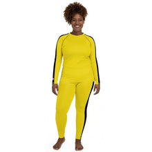 Kill Bill Vibes: Plus Size Women's Long Sleeve Rash Guard and Yoga Pants Ensemble