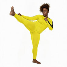 Kill Bill Vibes: Plus Size Women's Long Sleeve Rash Guard and Yoga Pants Ensemble