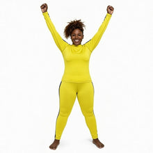 Kill Bill Vibes: Plus Size Women's Long Sleeve Rash Guard and Yoga Pants Ensemble