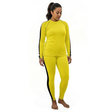 Kill Bill Vibes: Plus Size Women's Long Sleeve Rash Guard and Yoga Pants Ensemble