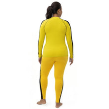 Kill Bill Vibes: Plus Size Women's Long Sleeve Rash Guard and Yoga Pants Ensemble