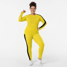 Kill Bill Vibes: Plus Size Women's Long Sleeve Rash Guard and Yoga Pants Ensemble