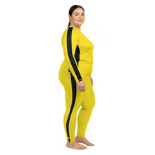 Kill Bill Vibes: Plus Size Women's Long Sleeve Rash Guard and Yoga Pants Ensemble
