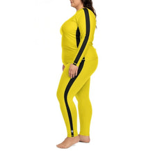Kill Bill Vibes: Plus Size Women's Long Sleeve Rash Guard and Yoga Pants Ensemble