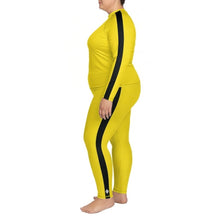 Kill Bill Vibes: Plus Size Women's Long Sleeve Rash Guard and Yoga Pants Ensemble